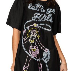 QUEEN OF SPARKLES Black Dress with Colorful Graphic